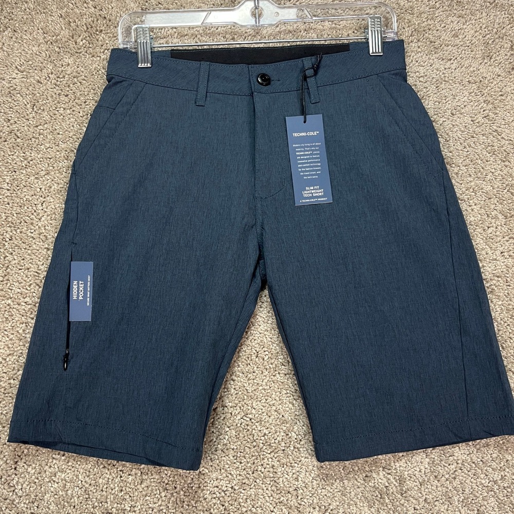 Kenneth Cole Mens Shorts 28 Blue Slim Fit Lightweight Water Resistant NEW‎